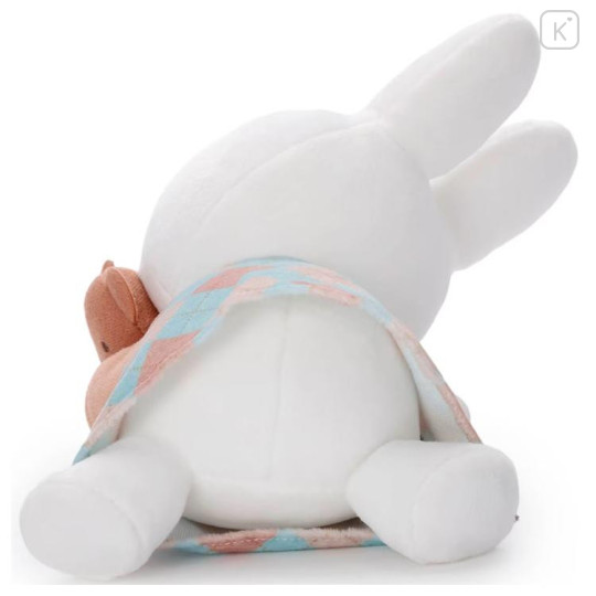 Japan Miffy Sleeping Friend Plush Toy (S) - Miffy Check Sleeping Friend Blue - 4
