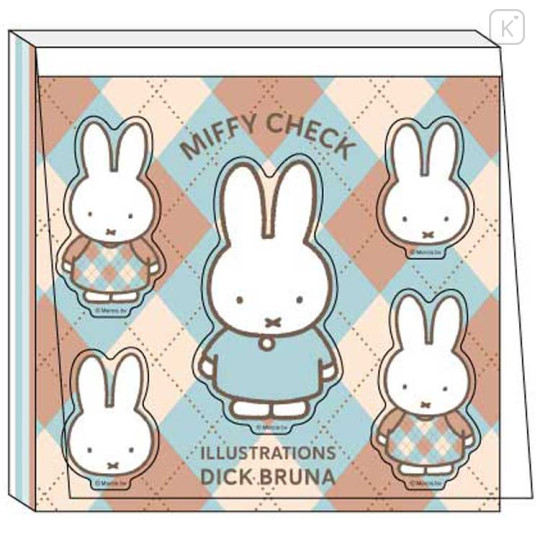 Japan Miffy Square Memo Pad - Miffy : Miffy Check Blue - 1