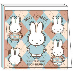 Japan Miffy Square Memo Pad - Miffy : Miffy Check Blue