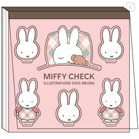 Japan Miffy Square Memo Pad - Miffy : Miffy Check Pink - 1