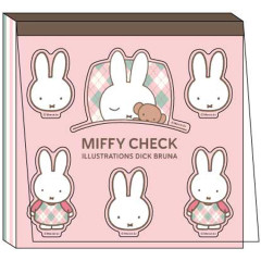 Japan Miffy Square Memo Pad - Miffy : Miffy Check Pink