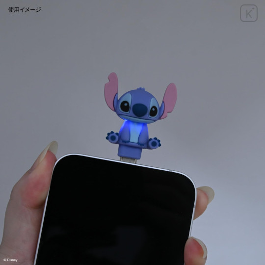Japan Disney Powattomo Soft Glow USB-C Charm Pin - Stitch - 4