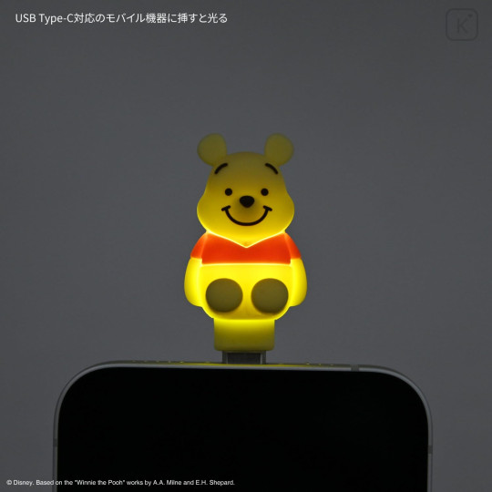 Japan Disney Powattomo Soft Glow USB-C Charm Pin - Pooh - 3